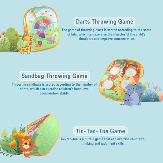 3 in 1 Collapsible Portable Bean Bag Toss Game Toy & Catching Game Set