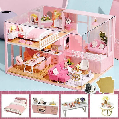 DIY Dollhouse - Wooden Miniature Doll House Furniture Kit