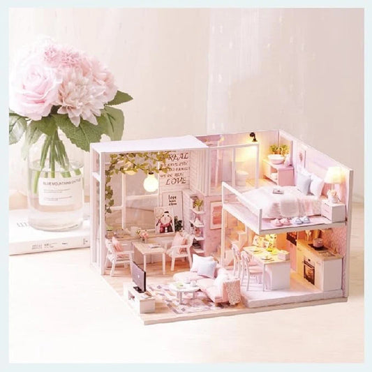 DIY Dollhouse Kit with Furniture and Music Movement