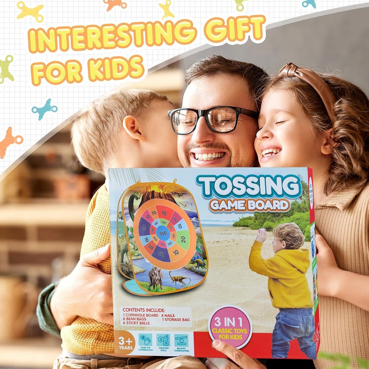 3 in 1 Collapsible Portable Bean Bag Toss Game Toy & Catching Game Set