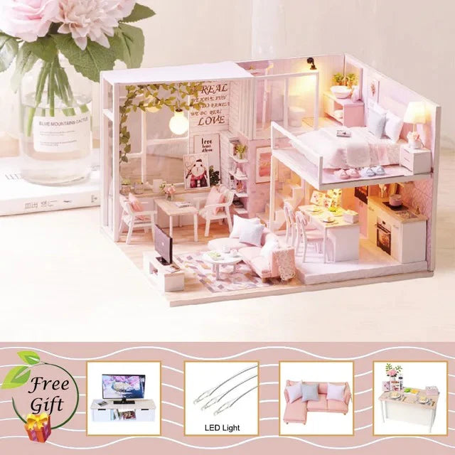 DIY Dollhouse Kit with Furniture and Music Movement